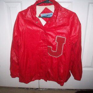 Vintage Letterman Jacket Unisex Mens M Nylon Cotton Lined Red  Windy Weather VTG